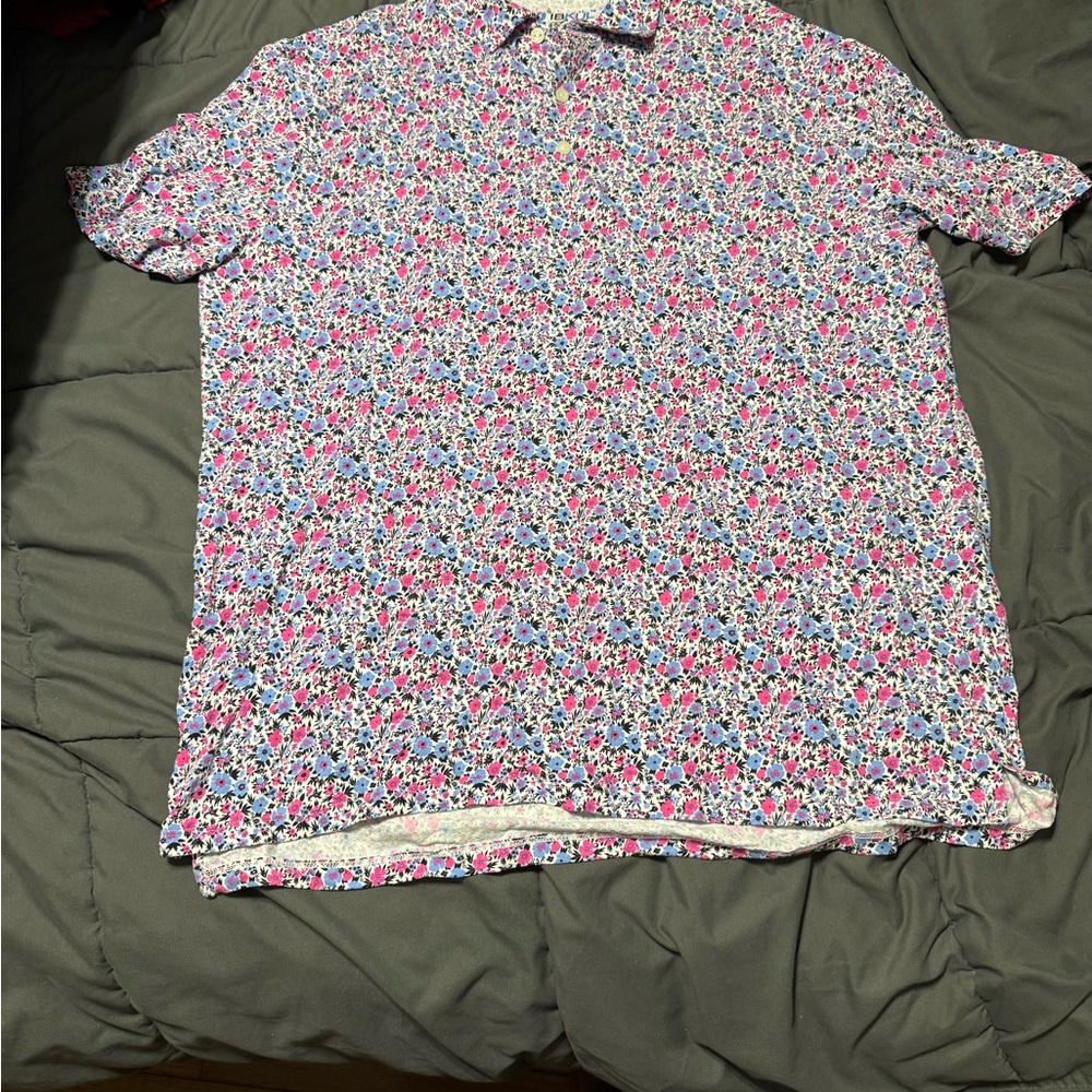 IBKUL Floral Button Down Golf Shirt